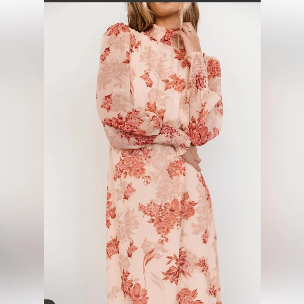 Baltic Born Floral Long Sleeve Dress in Pink and Red - Picture 5 of 16